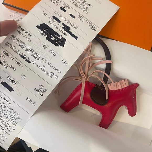 Framboise/Rose/Sakura Rodeo Bag Charm Small LambSkin - Picture 2 of 4